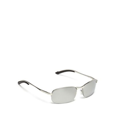 Black silver tinted half frame sunglasses